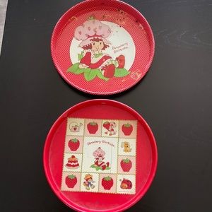 Set of Strawberry Shortcake 14" Metal Trays 1980 Cheinco Vintage American